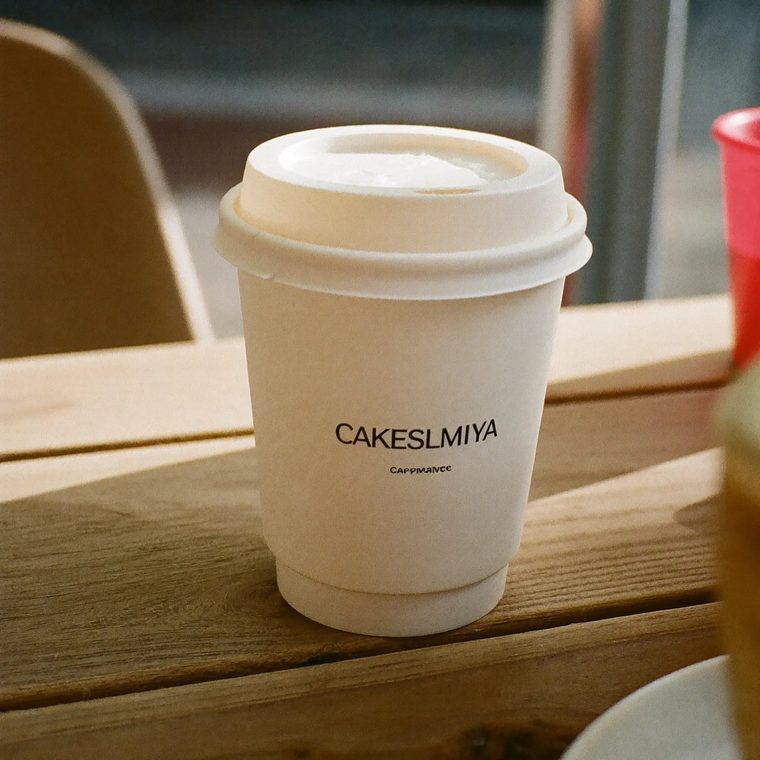 A takeaway cappuccino on an outdoor table