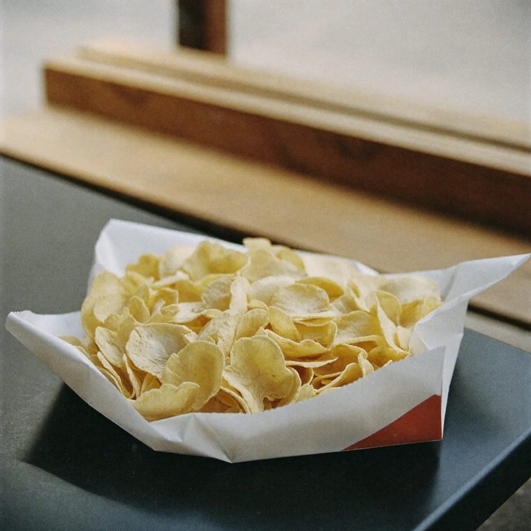 A portion of chips in a paper wrap
